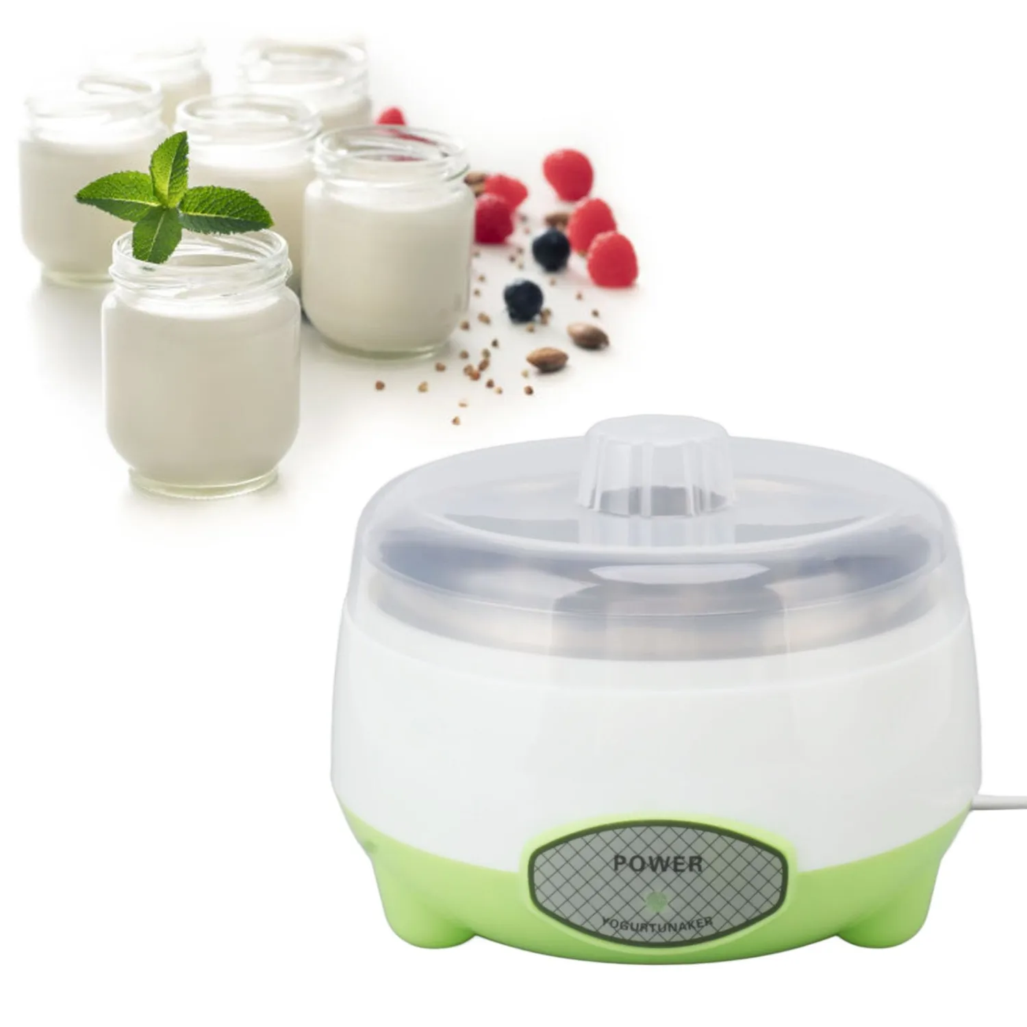 Yogurt Maker Machine, Energy Saving DIY Yogurt Maker Machine Stainless Steel Container Compact for Kitchen (US Plug 110V)