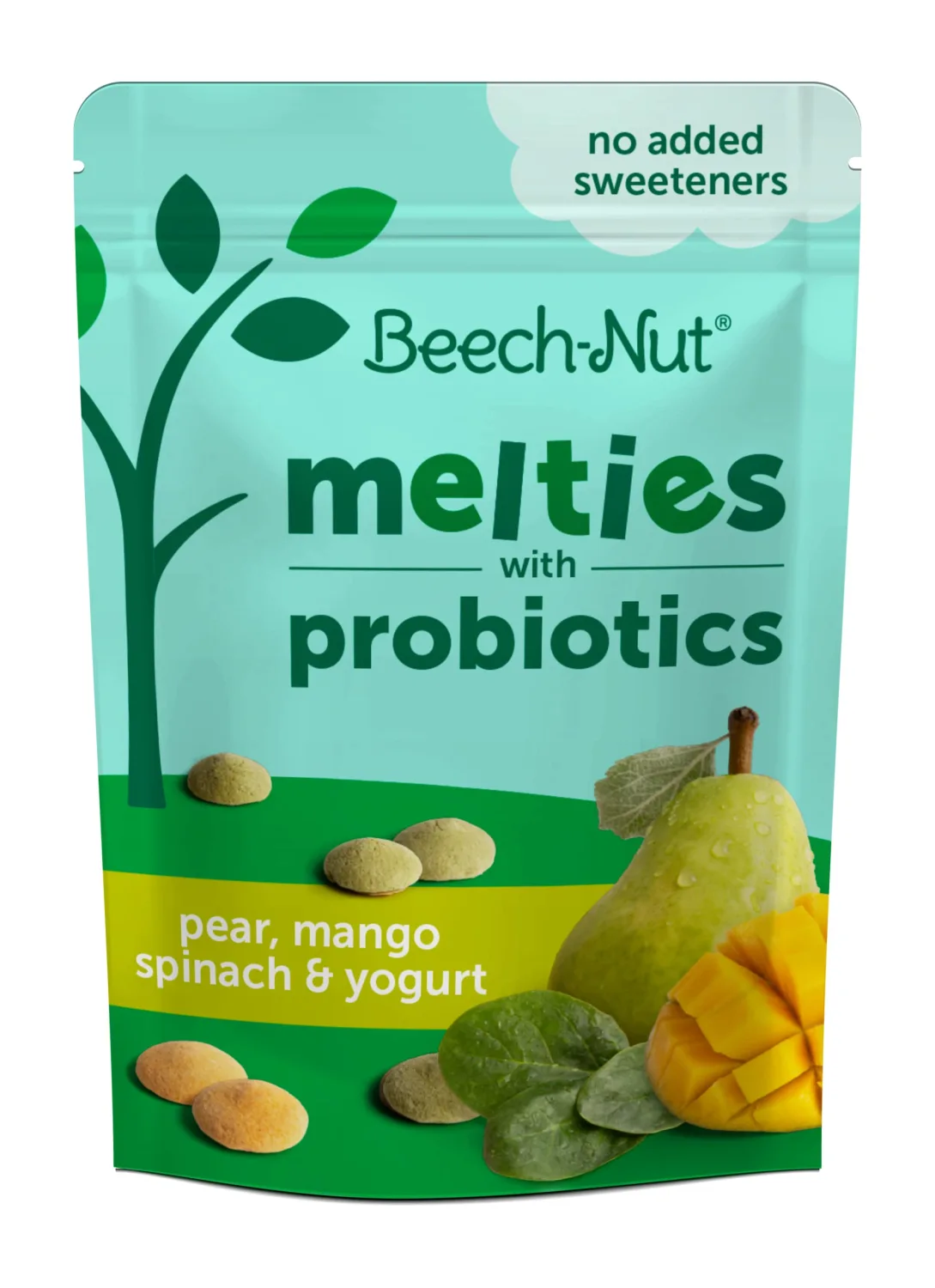 Beech-Nut Probiotic Melties Pear Mango Spinach Yogurt Melts Baby & Toddler Snack, 1oz Bag