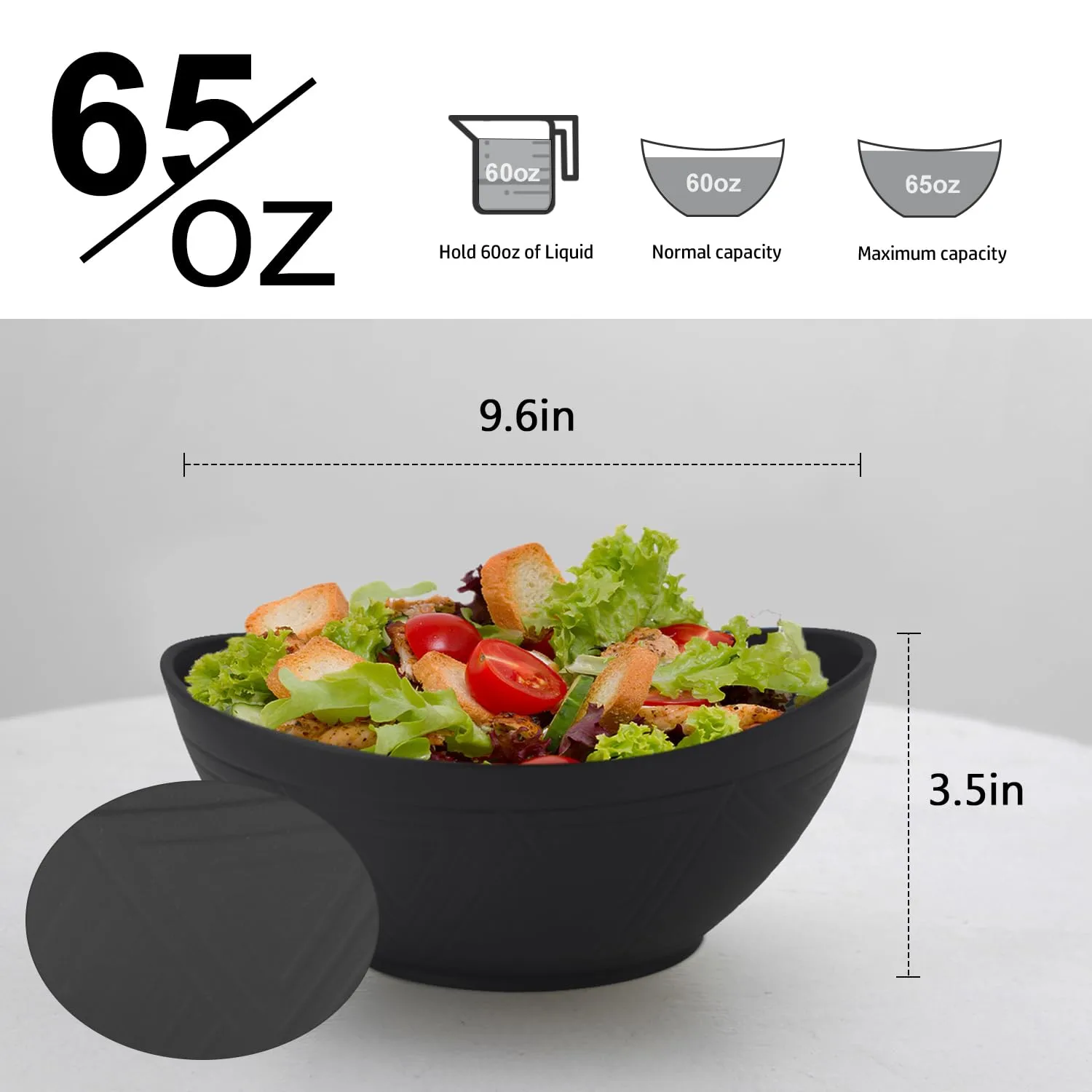Homienly 9.6 inch Serving Bowls, Large Serving Dishes for Wedding Parties, 60 Oz for Salad, Side Dishes, Pasta, Oval Shape, Microwave & Dishwasher Safe, Set of 4, Black