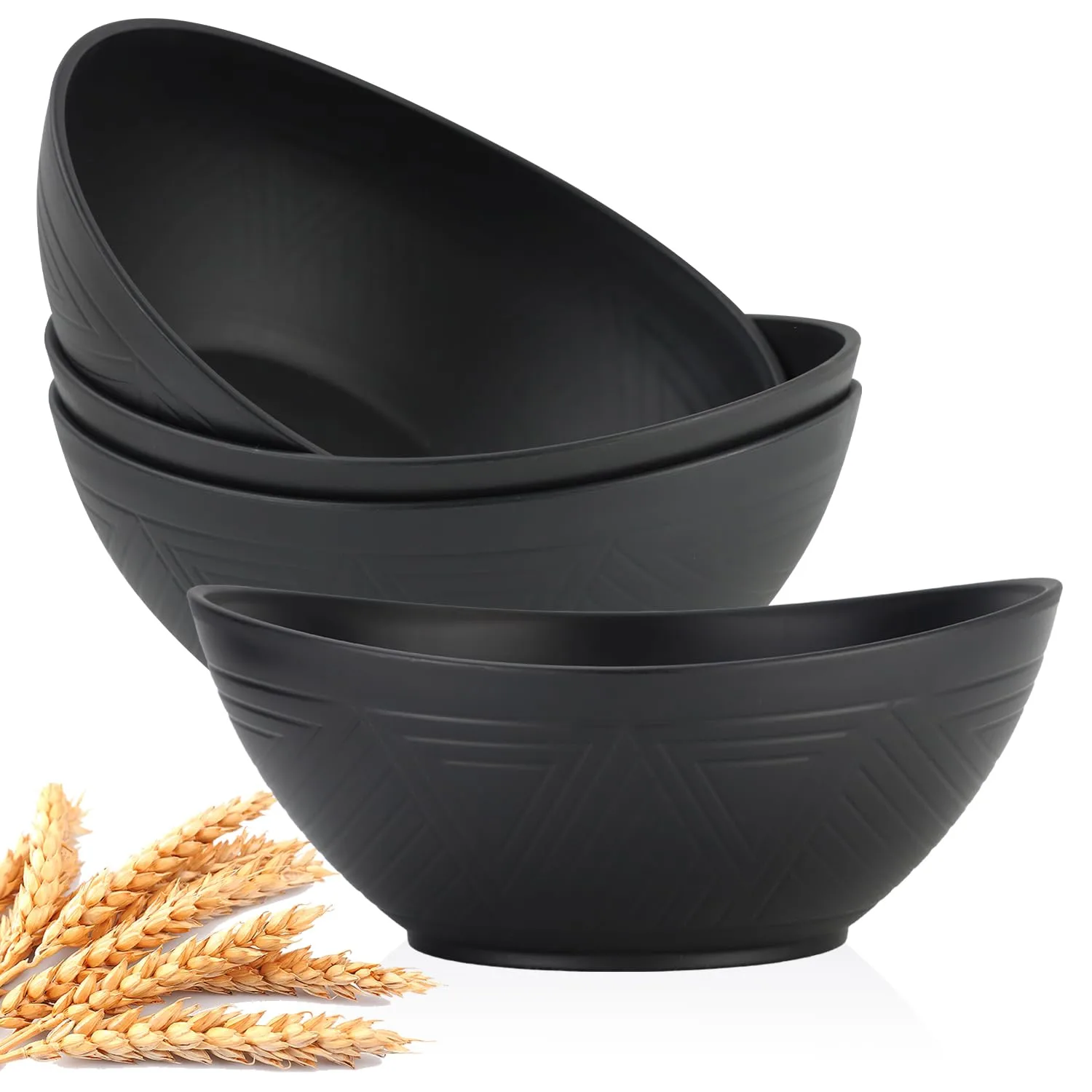 Homienly 9.6 inch Serving Bowls, Large Serving Dishes for Wedding Parties, 60 Oz for Salad, Side Dishes, Pasta, Oval Shape, Microwave & Dishwasher Safe, Set of 4, Black