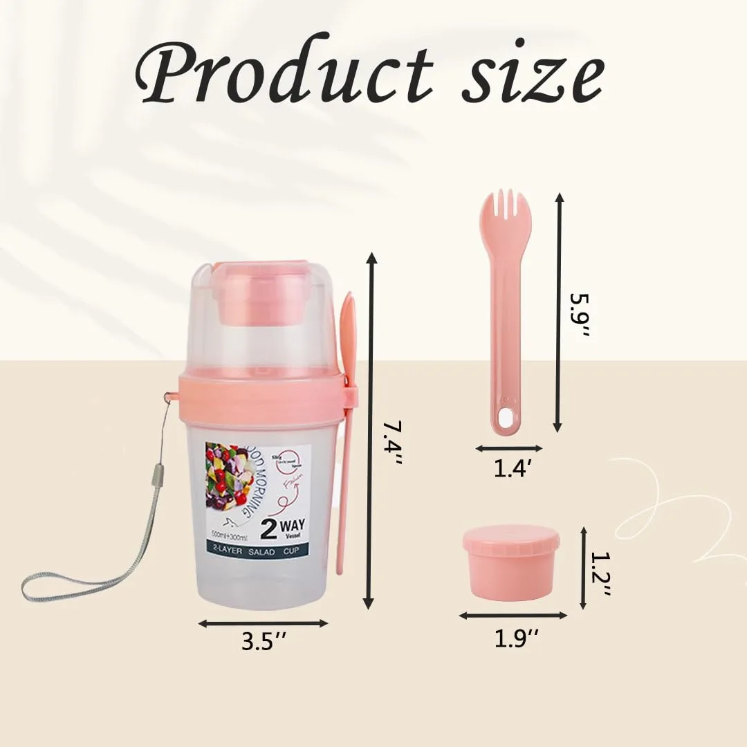 4 Pack on the Go 27 oz Reusable Yogurt Containers with Lids and Spoons,Overnight Oats Containers with Lids, Take and Go Yogurt Cup with Topping Cereal Oatmeal Container (27 oz - 4 Colors Set)