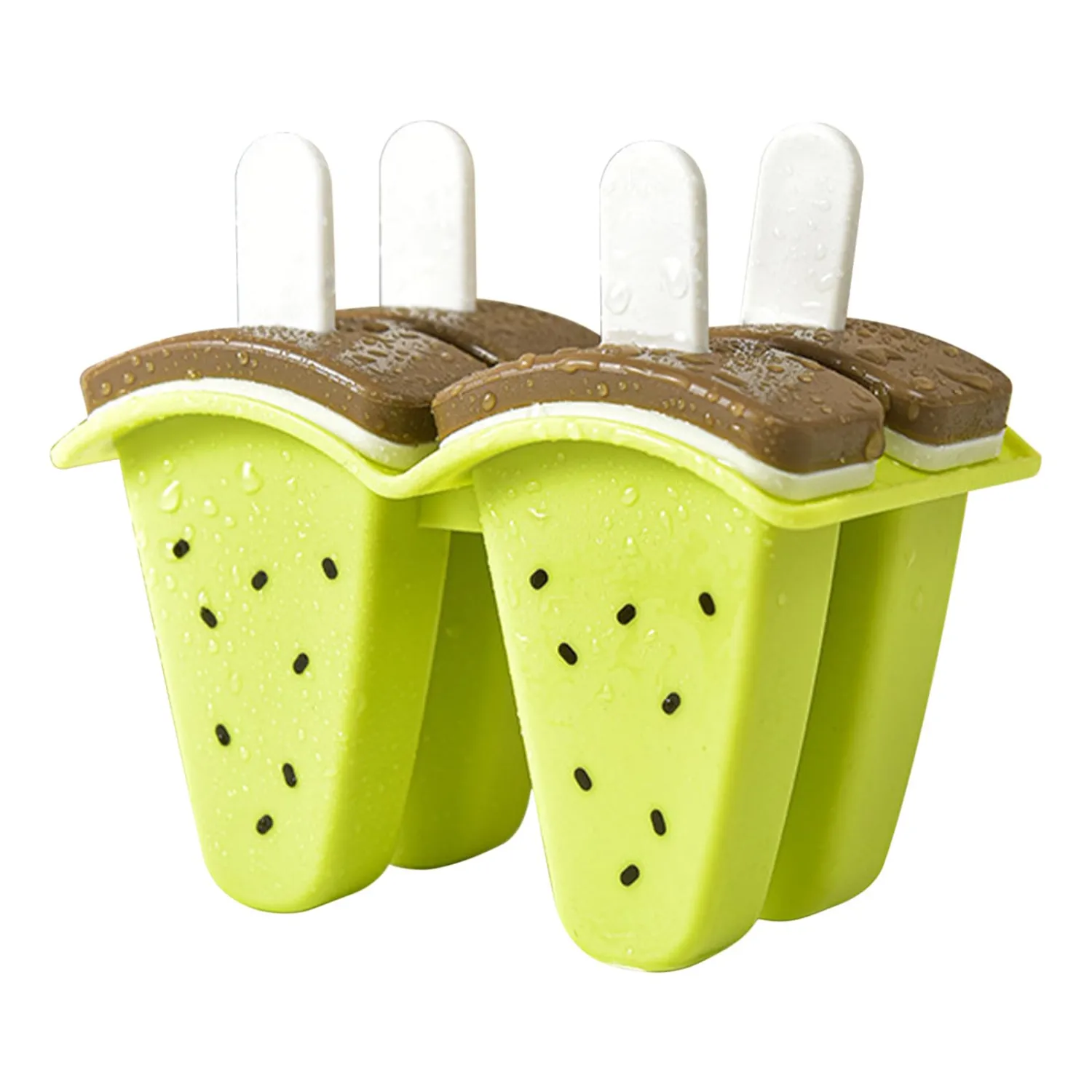 Watermelon Ice Popsicle Moulds with Handles, Reusable and Drip-Proof, Flexible Design for Easy Release, Perfect for Homemade Fruit Popsicles, Ice Cream, Yogurt, and Pudding, Multiple Colors