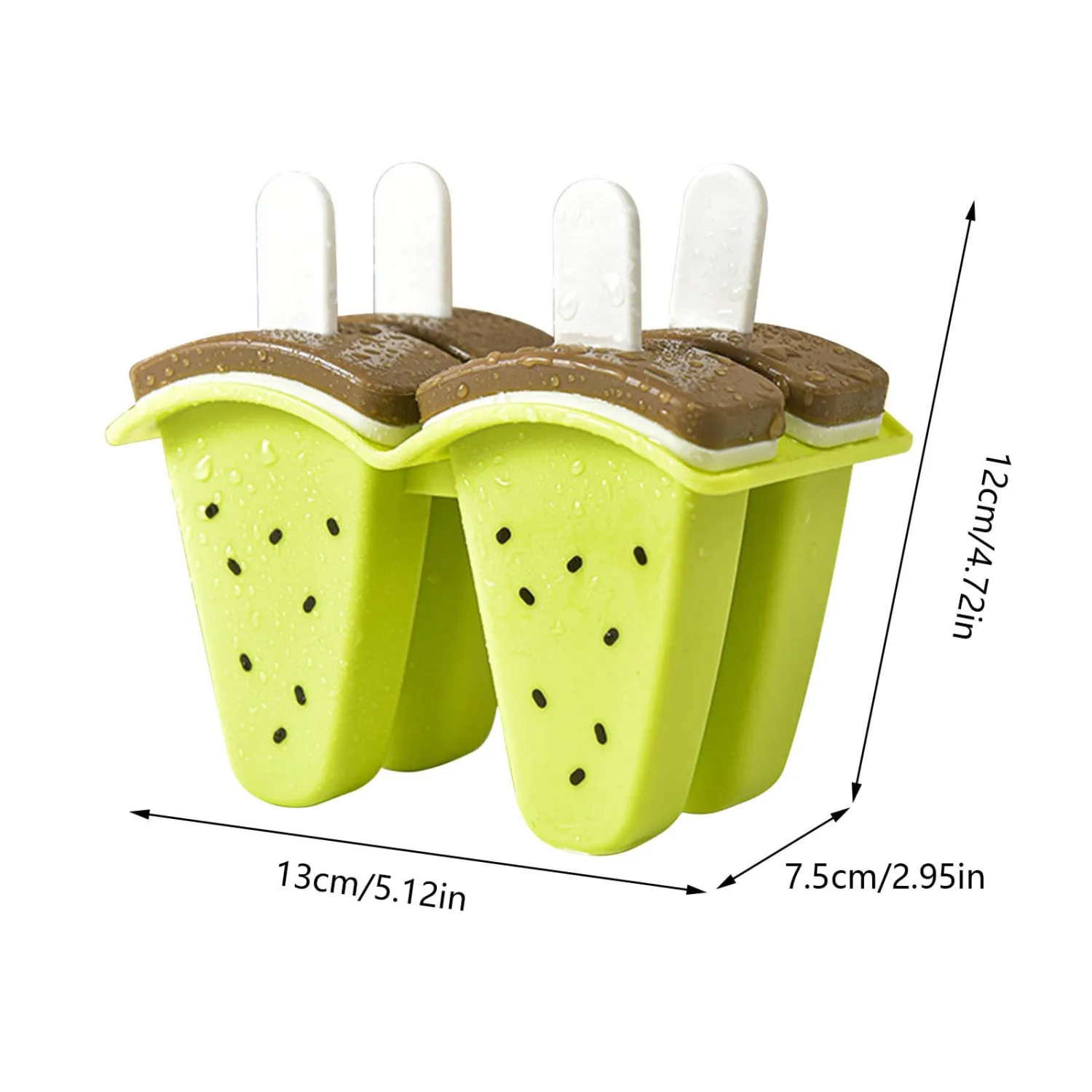 Watermelon Ice Popsicle Moulds with Handles, Reusable and Drip-Proof, Flexible Design for Easy Release, Perfect for Homemade Fruit Popsicles, Ice Cream, Yogurt, and Pudding, Multiple Colors