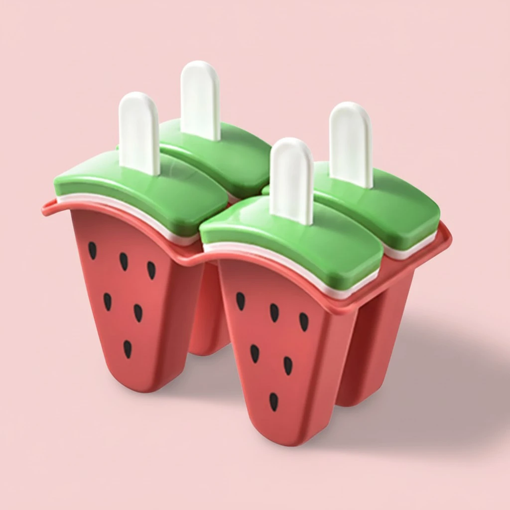 Watermelon Ice Popsicle Moulds with Handles, Reusable and Drip-Proof, Flexible Design for Easy Release, Perfect for Homemade Fruit Popsicles, Ice Cream, Yogurt, and Pudding, Multiple Colors