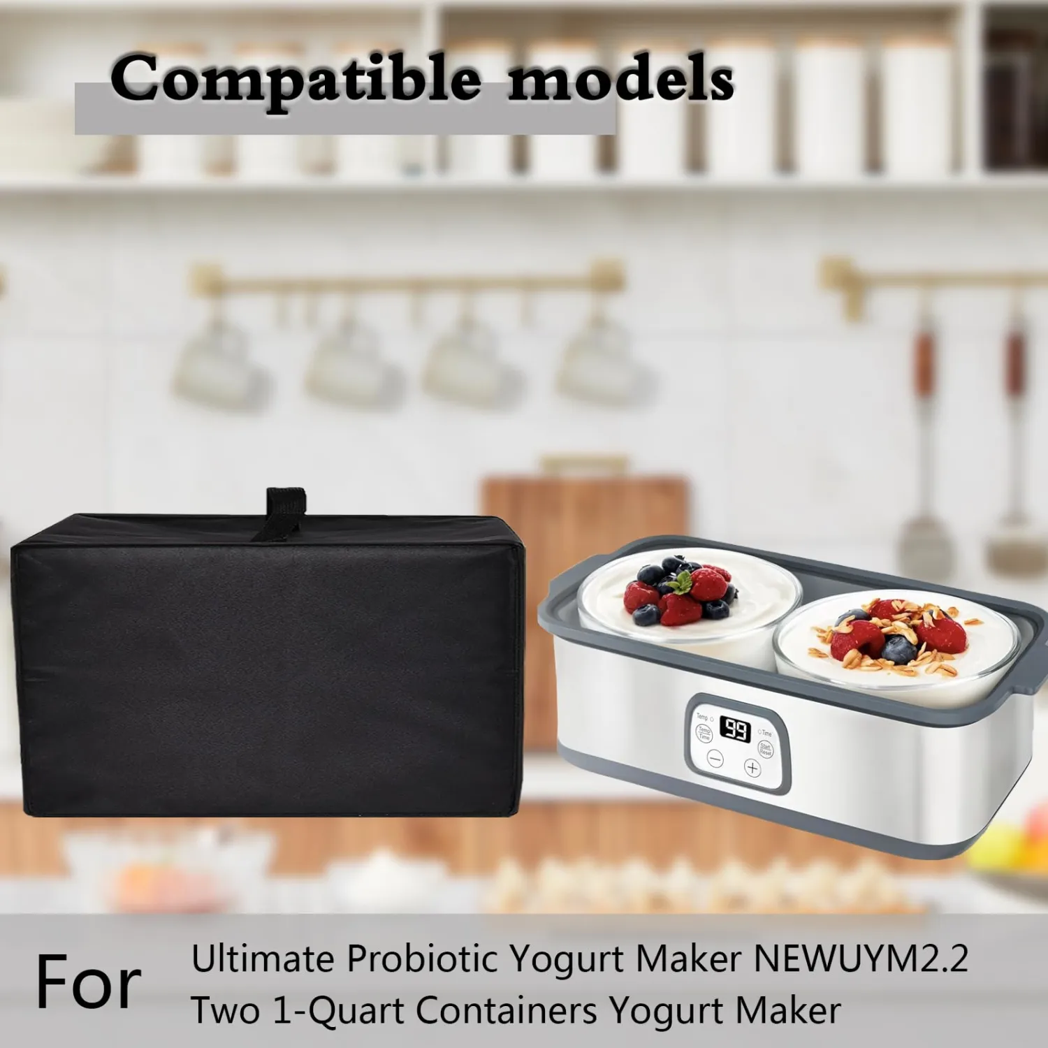 Dust Cover for Ultimate Yogurt Maker, Heavy Duty Heat-resistant Waterproof Protective Greek Yogurt Maker Cover Case Compatible with Ultimate Probiotic Yogurt Maker NEWUYM2.2 (Black)
