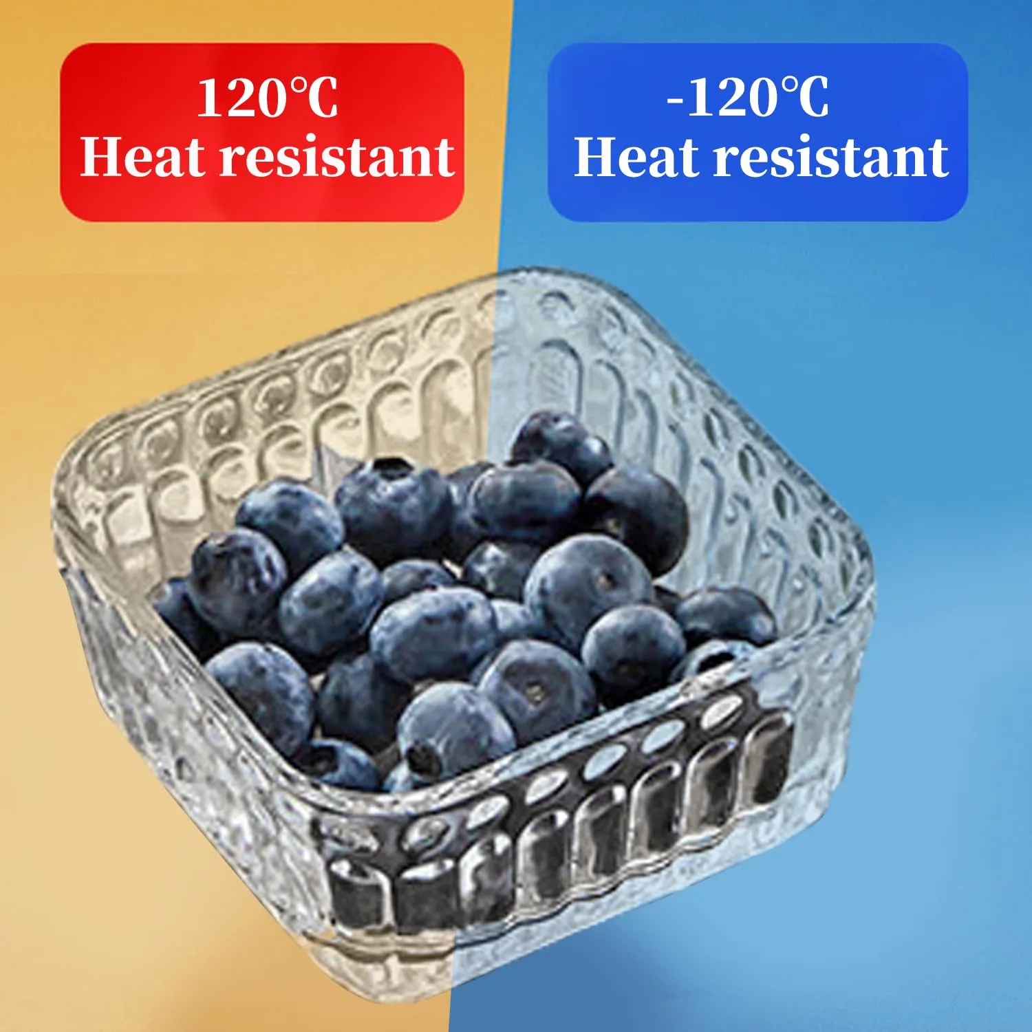 4in 10oz Clear Glass Cereal Candy Snack Bowls Set, 4 Pieces Vintage Ice Cream Yogurt Serving Bowl, Embossed Fruit Dessert Dish Plate, Crystal Square Side Prep Dishes for Desk - Round Bar