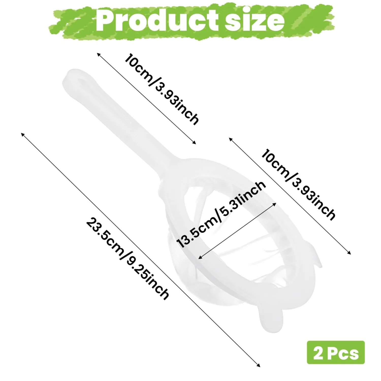 2pcs Ultra-Fine Nylon Mesh Strainer Plastic Food Juice Strainer Yogurt Mesh Sieve Fine Meshs Colander with ​Handle Double-ear Rims Mini Brine Shrimp Separation Net for Coffee(100/200 Meshs)