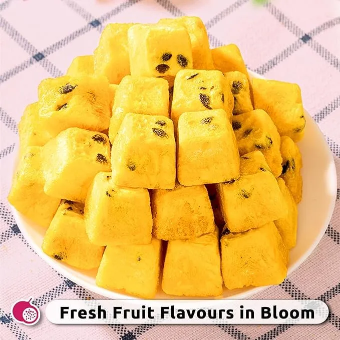 Freeze-Dried Passion Fruit Chunks 8.8oz/250g Bulk Bag - Unsweetened Crunchy Tropical Snack for Baking & Desserts, Yogurt/Smoothie Topping, Camping & Tea Time