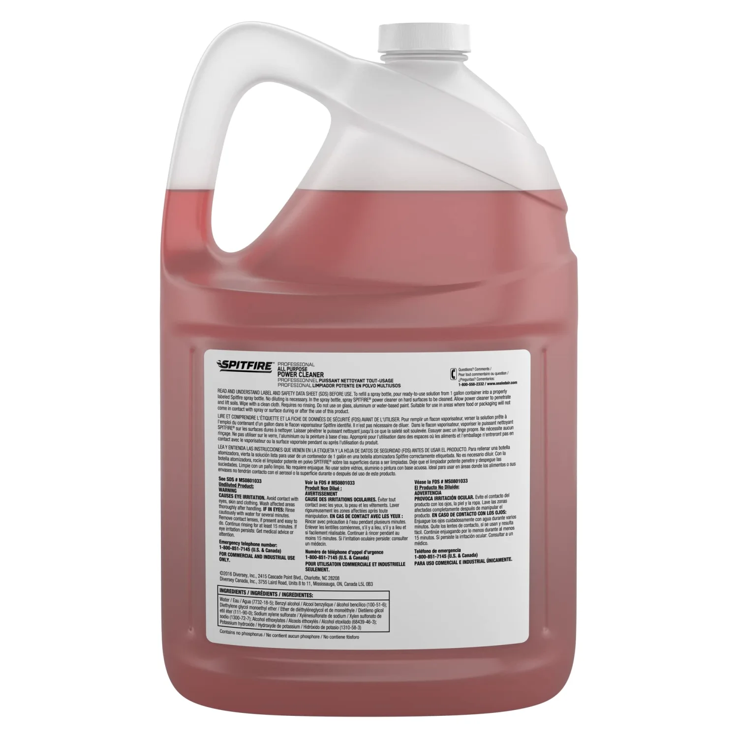 Spitfire CBD540045 Professional All Purpose Power Cleaner, Heavy Duty Degreaser Removes Resin, Paint, Oil, Ink, Gum, Pine Scent, Ready-to-Use Refill, 1-Gallon