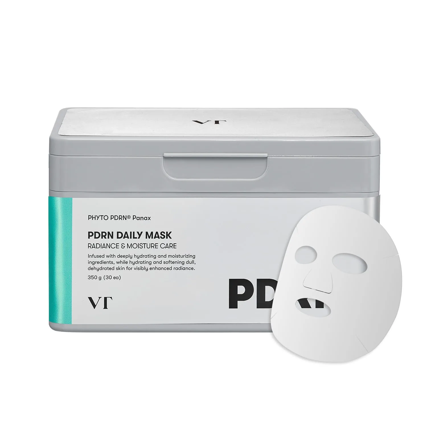 VT COSMETICS PDRN Daily Mask 30 Sheets, Vegan PDRN for Skin Restoration & Radiance, Hydrating & Moisturizing, Anti-Aging, Plumping Effect, Korean Face Mask (350g)