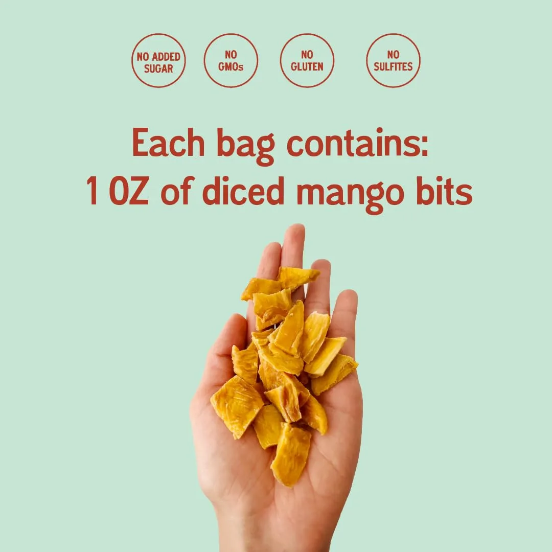 Oso Snacks Dried Mango Bits| 5 Single Bags x 1 Oz | No Sugar Added | No Preservatives | 100% Fruit | No GMO | Simply Fruit. Simply Delicious.