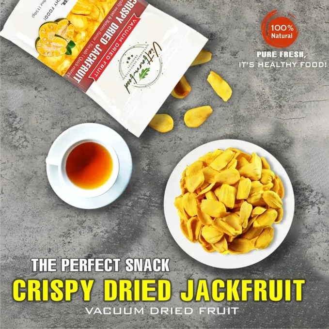 CRISPY DRIED JACKFRUIT 5.29 oz (150g) VIETFARMFOOD: lightly fried in oil. Sugar free, naturally sweet, rich in nutrients. Perfect for snacking, topping or gifting.