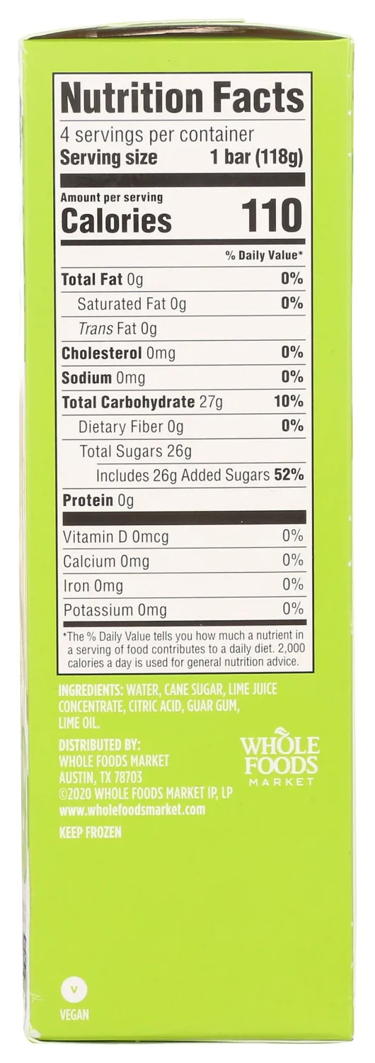 365 by Whole Foods Market, Lime Fruit Bars, 4 fl oz, 4 ct, (Frozen)