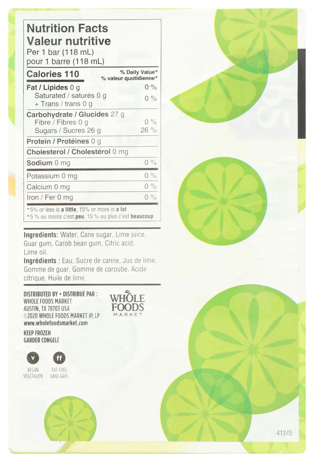 365 by Whole Foods Market, Lime Fruit Bars, 4 fl oz, 4 ct, (Frozen)