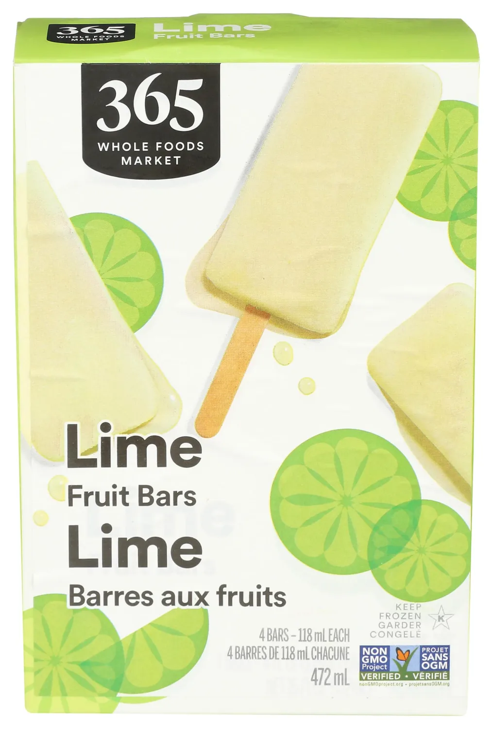 365 by Whole Foods Market, Lime Fruit Bars, 4 fl oz, 4 ct, (Frozen)