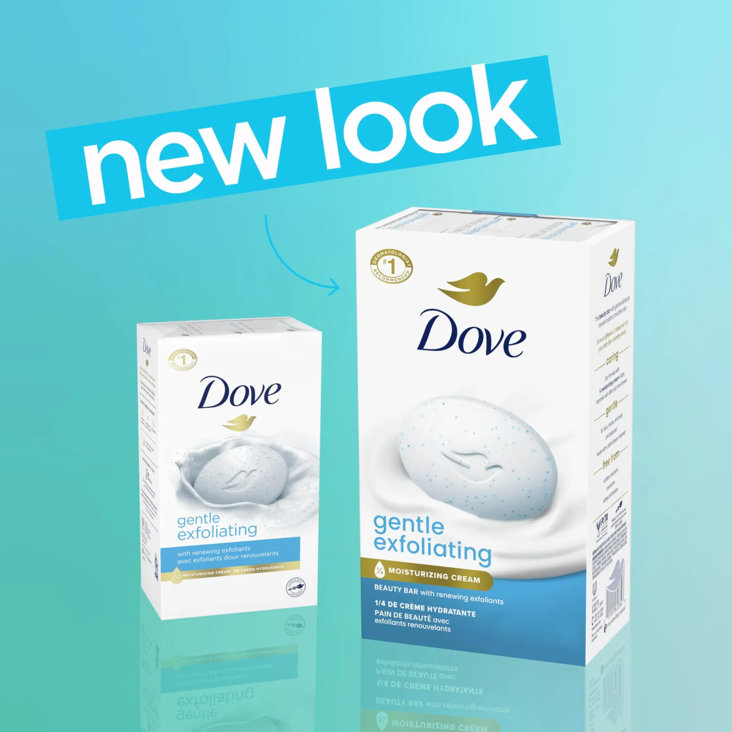 Dove Beauty Bar Soap 8 Bars Gentle Exfoliating, for Soft, Smooth Skin, Gently Renews Skin 3.75 oz