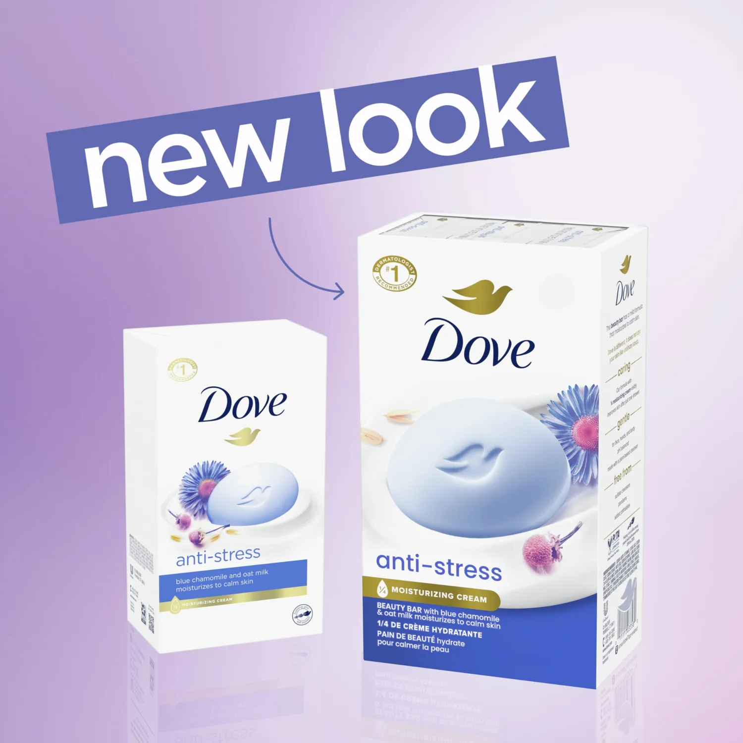Dove Anti-Stress Blue Chamomile And Oat Milk Moisturizes to Calm Skin Soap 106g Pack Of 6