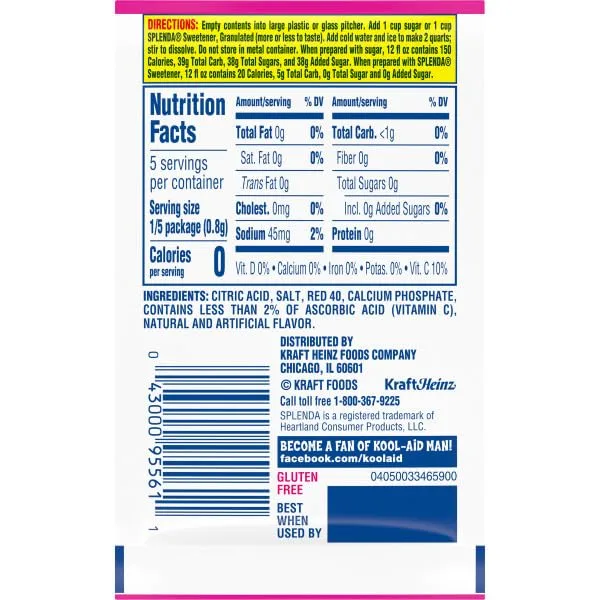 Kool-Aid Unsweetened Strawberry Artificially Flavored Powdered Soft Drink Mix, 0.14 oz Packet