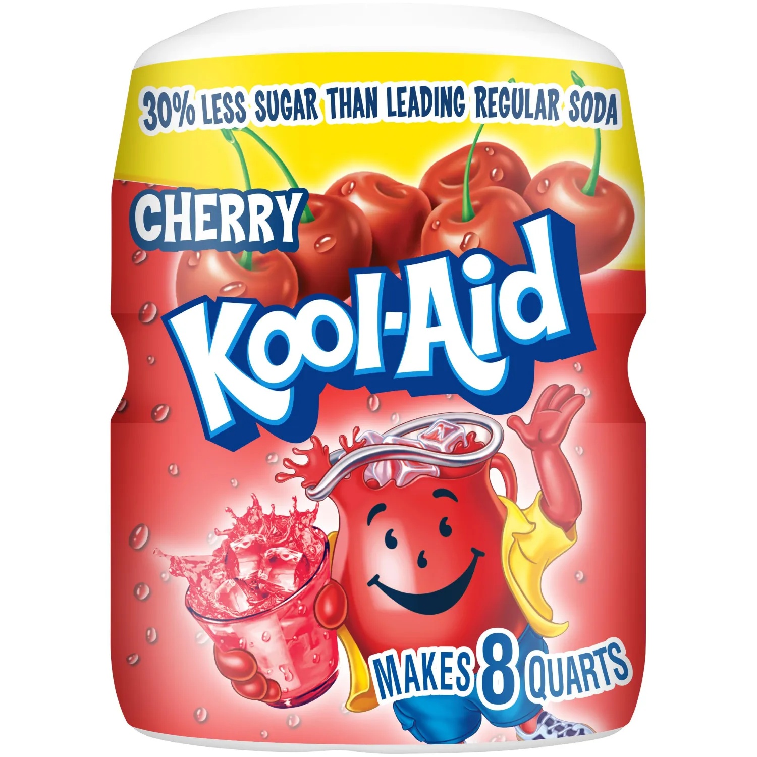Kool-Aid Sugar-Sweetened Cherry Powdered Soft Drink Mix, 19 oz Canister