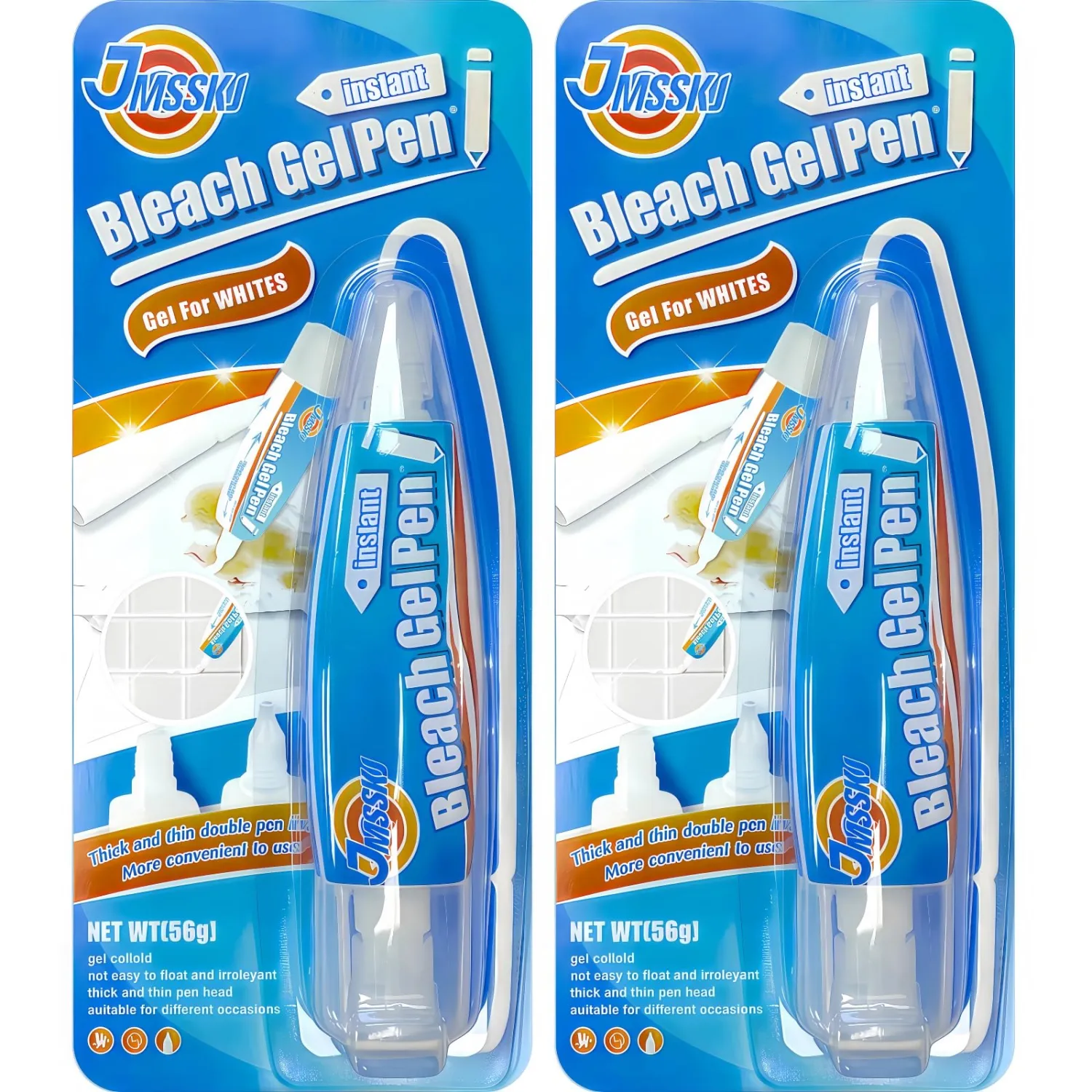 Bleach Gel Pen, Bleach Pen, Stain Remover Pen, Mold Stain Remover Gel Cleaner, Clothing bleached DIY design, Travel Accessories, Lnstantly Remove Stains, 2PCS