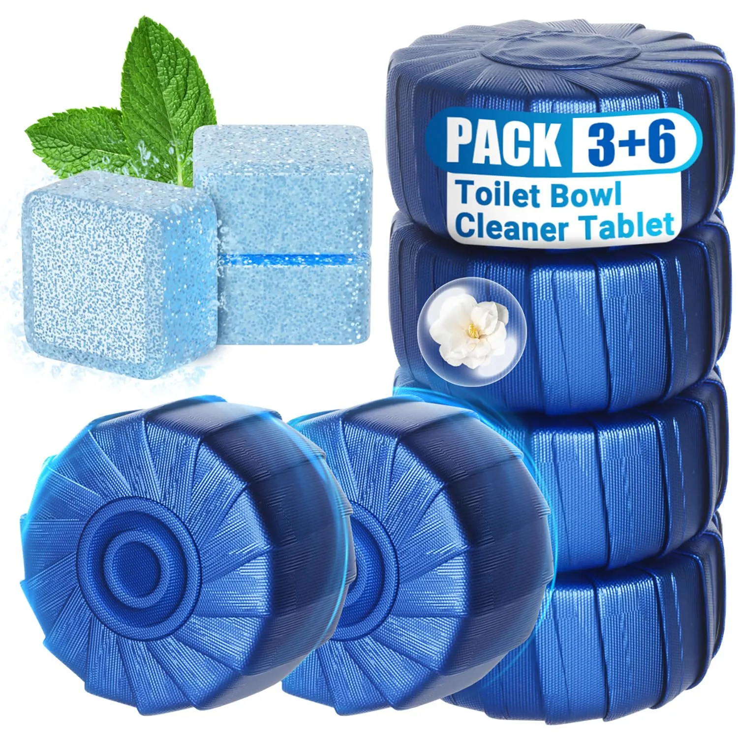 Toilet Bowl Cleaners Tablets, Automatic Tank Cleaner Tablets for Descaling& Deodorizing, Bathroom Toilet Cleaner (6, Blue)