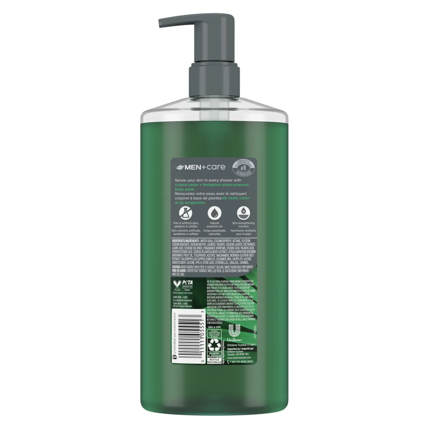 DOVE MEN + CARE Body Wash Coastal Cedar to Rebuild Skin in the Shower with Plant-Based Cleansers and Moisturizers 26 oz