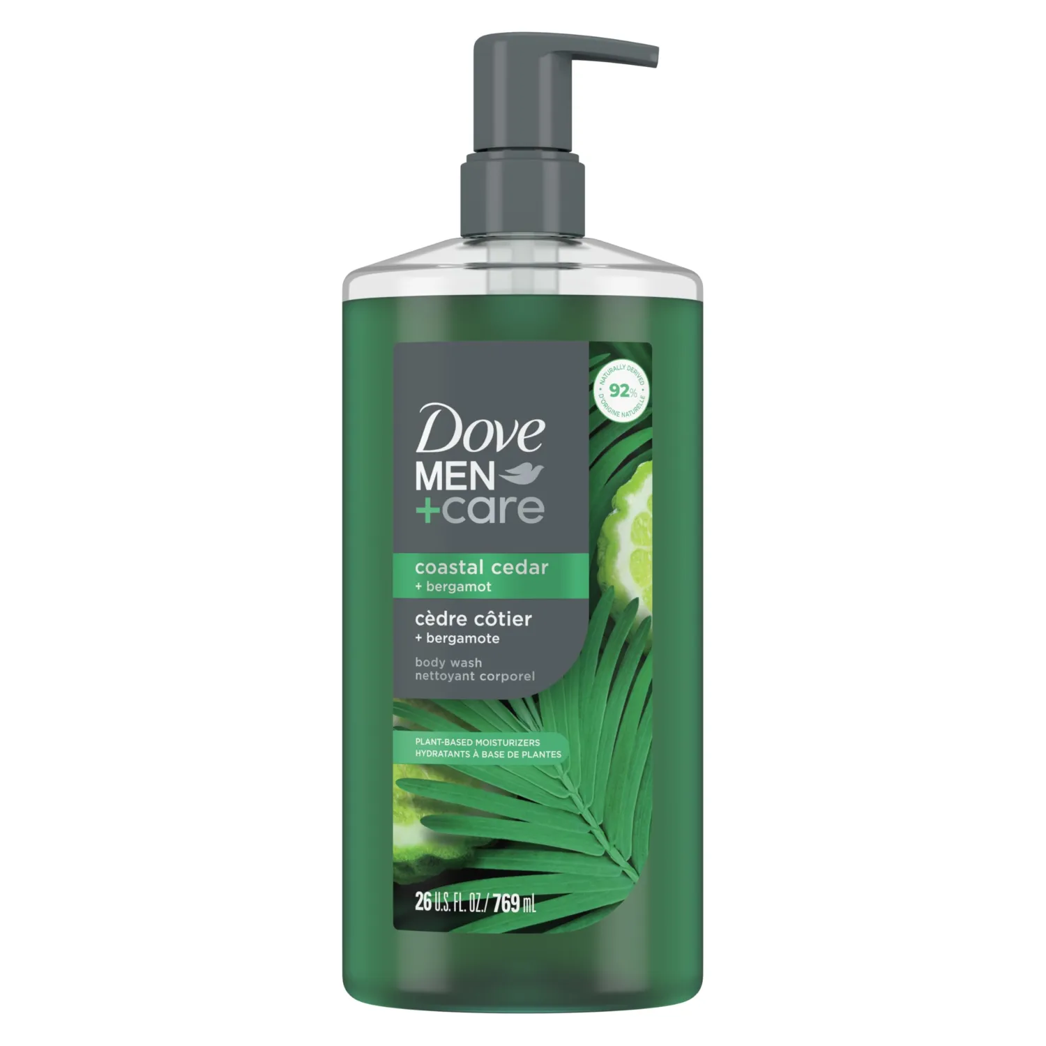 DOVE MEN + CARE Body Wash Coastal Cedar to Rebuild Skin in the Shower with Plant-Based Cleansers and Moisturizers 26 oz