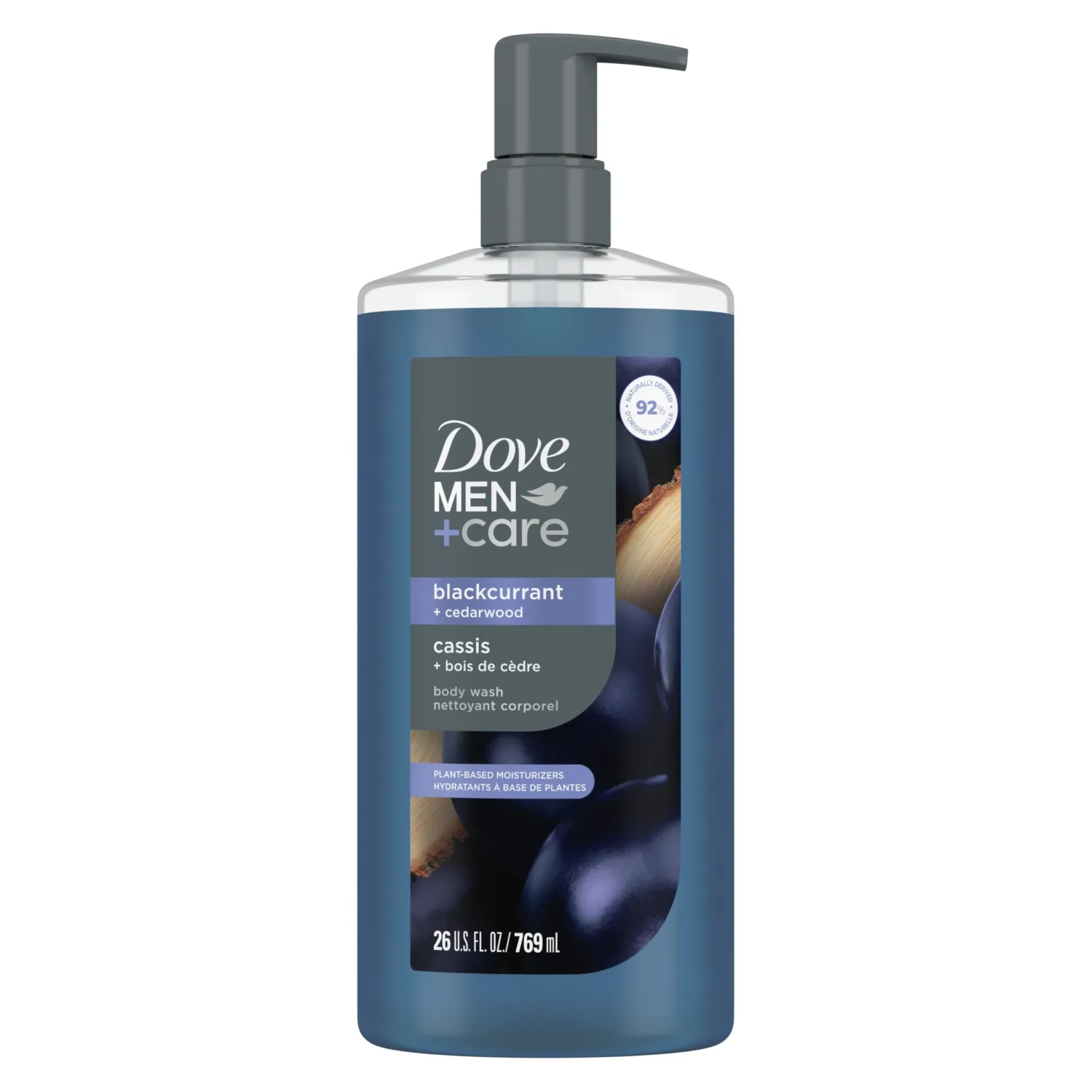 DOVE MEN + CARE Body Wash Blackcurrant to Rebuild Skin in the Shower with Plant-Based Cleansers and Moisturizers 26 Fl Oz