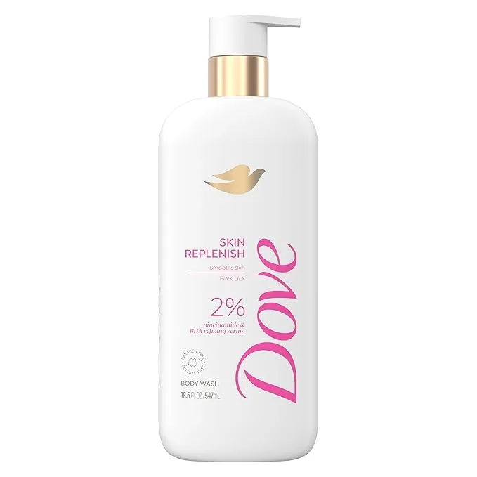 Dove Serum Body Wash Skin Replenish smooths skin with Niacinamide & BHA Serum 18.5 Fl Oz