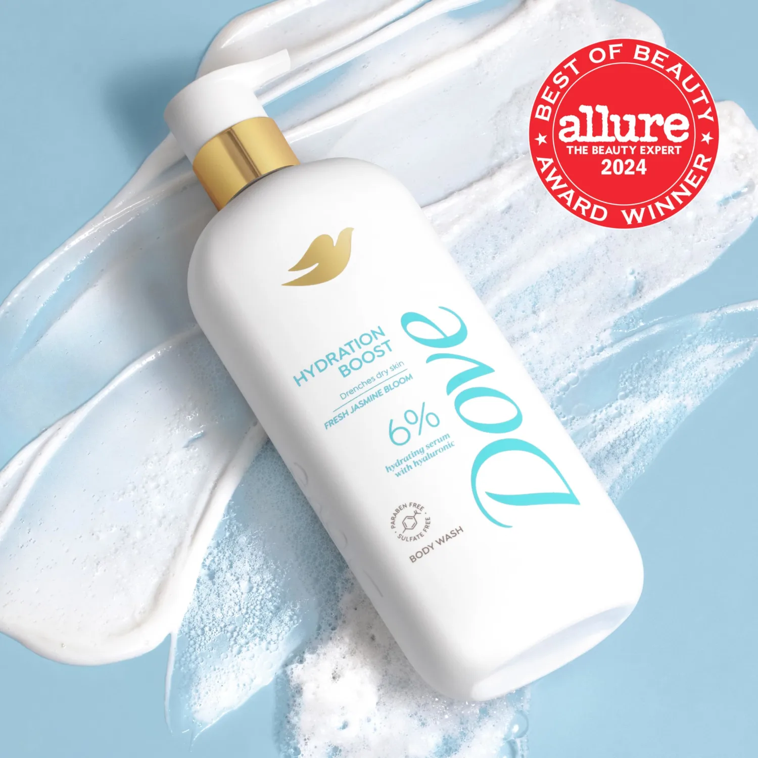 Dove Serum Body Wash Hydration Boost actively drenches dry skin with Hyaluronic Acid Serum 18.5 Fl Oz