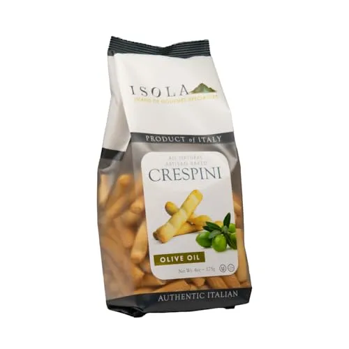 Isola Italian Olive Oil Crespini with Sea Salt – Artisan-Baked Crispbread Sticks – Perfect for Antipasti, Cheese Boards & Gourmet Snacking – All-Natural, No Preservatives – 6 oz