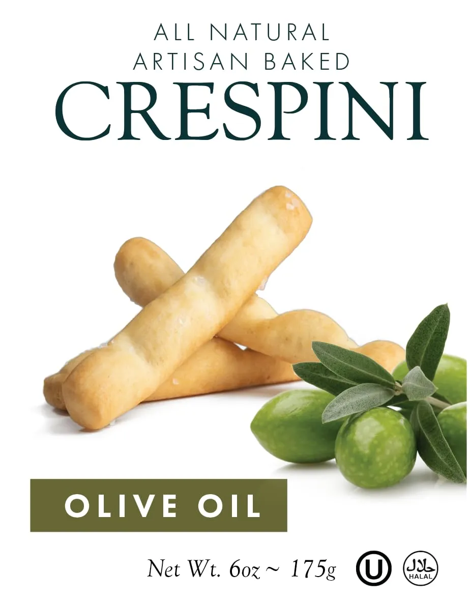 Isola Italian Olive Oil Crespini with Sea Salt – Artisan-Baked Crispbread Sticks – Perfect for Antipasti, Cheese Boards & Gourmet Snacking – All-Natural, No Preservatives – 6 oz