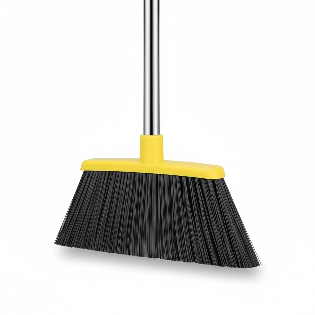 Heavy Duty Broom, 55 Inch Long Handle Outdoor Large Angle Brooms, Commercial Broom for Sweeping Indoor, for Home Garage Kitchen Office Courtyard Lobby Patio Lawn Concrete, Yellow