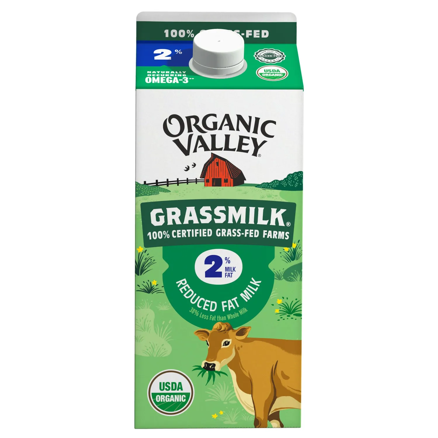 Organic Valley Grassmilk, 100% Grass Fed Organic 2% Reduced Fat Milk, Half Gallon, 64 oz
