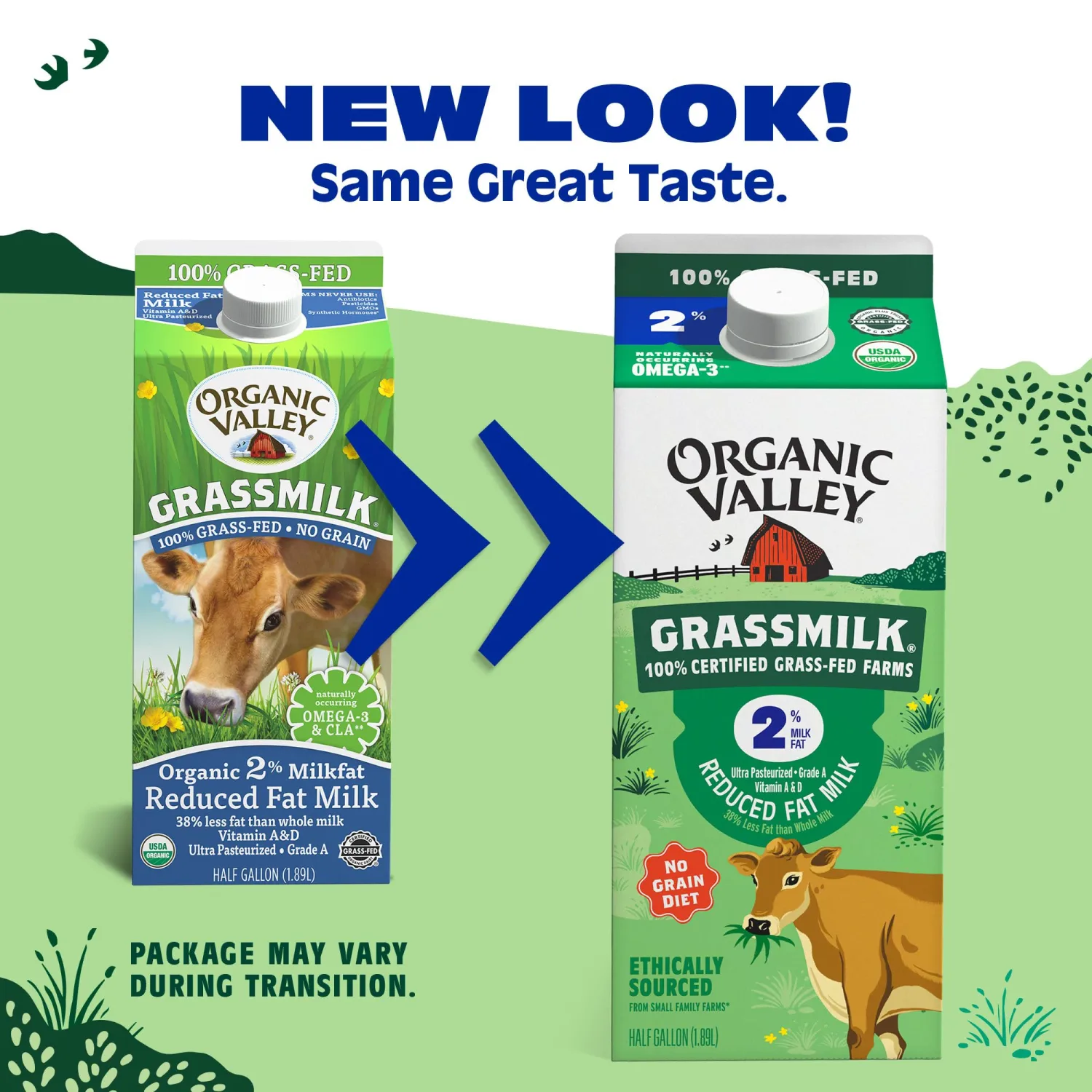 Organic Valley Grassmilk, 100% Grass Fed Organic 2% Reduced Fat Milk, Half Gallon, 64 oz