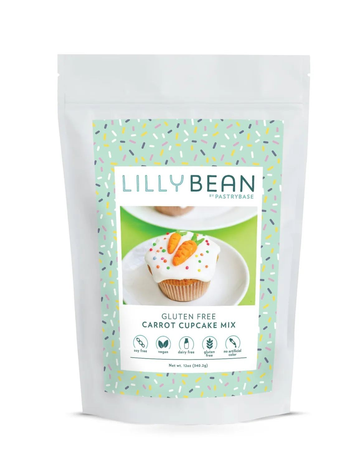 LillyBean Gluten Free Moist Carrot Cake and Cupcake Mix with No Artificial Colors - Dairy and Soy Free, Vegan - Makes Delicious Desserts - Cakes, Donuts, Cake Pops - 12 oz