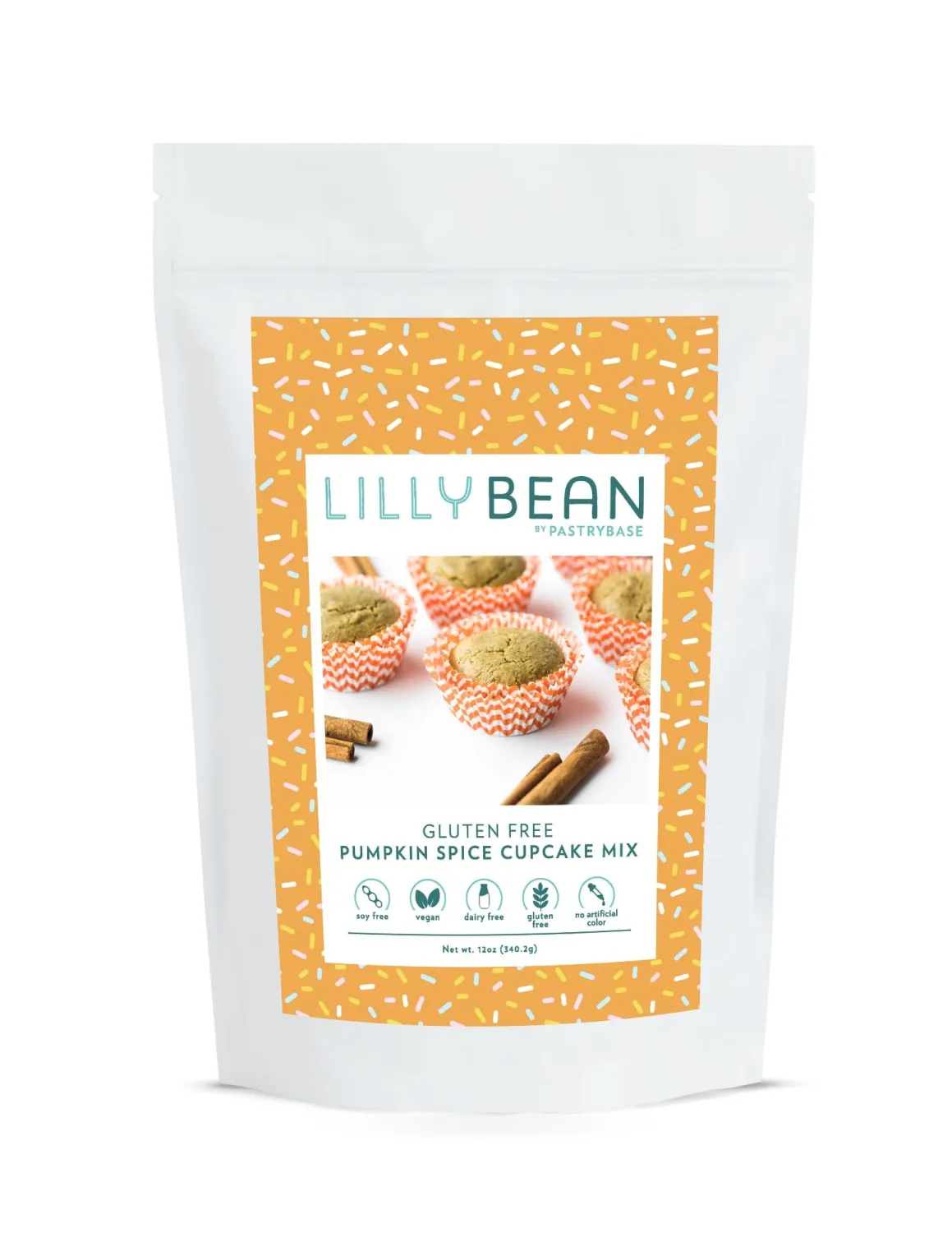 LillyBean Gluten Free Moist Pumpkin Spice Cake and Cupcake Mix with No Artificial Colors - Dairy and Soy Free, Vegan - Makes Delicious Desserts - Cakes, Cake Pops - 12 oz
