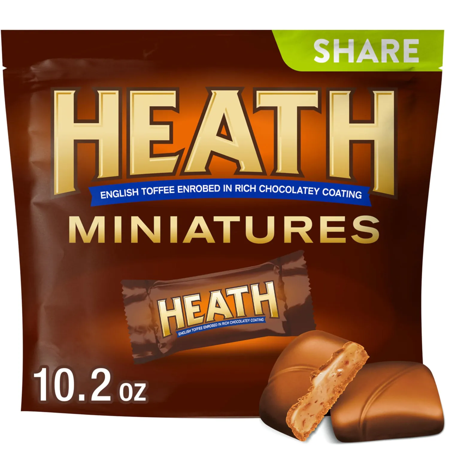HEATH Miniatures Chocolatey English Toffee Candy Share Pack, 10.2 oz