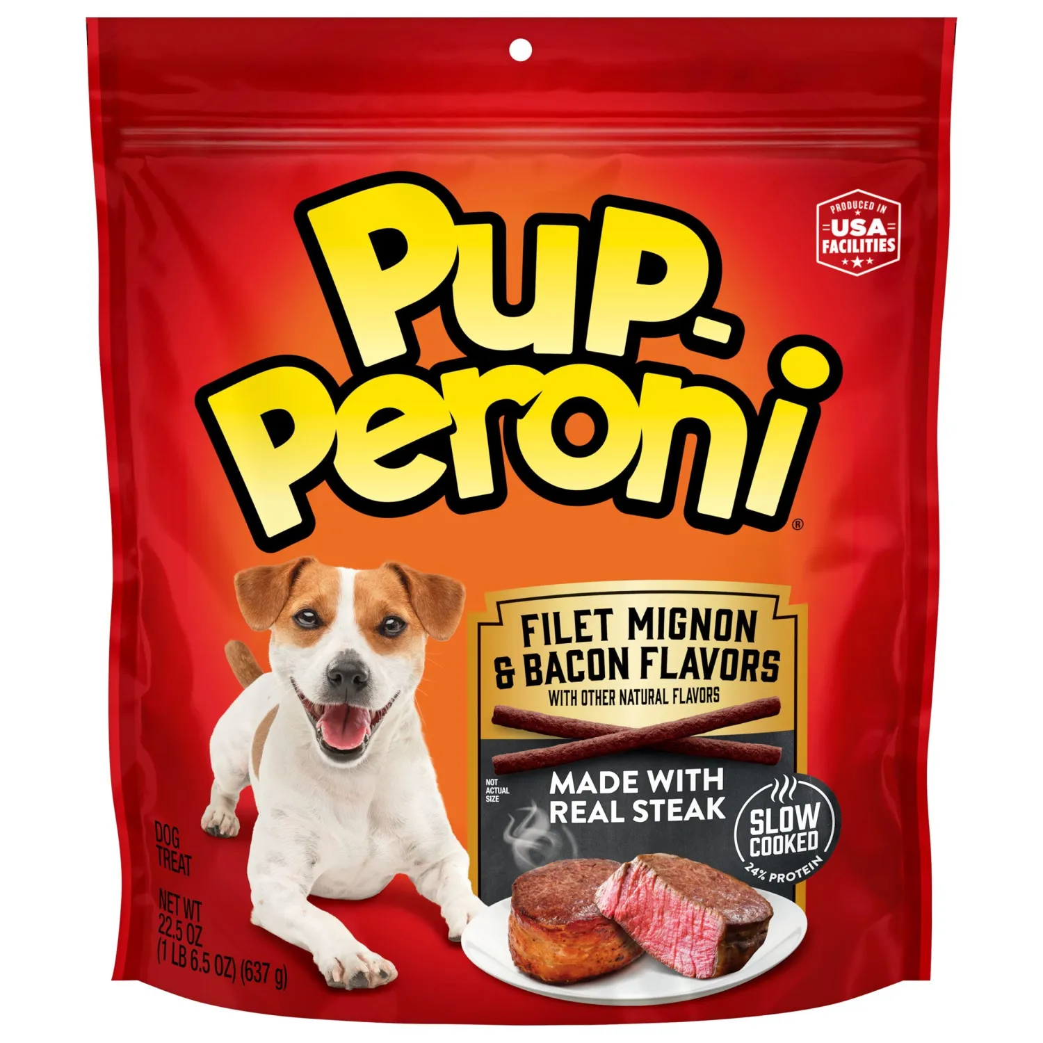Pup-Peroni Dog Treats, Filet Mignon & Bacon Flavors, 22.5 Ounce, Made with Real Steak