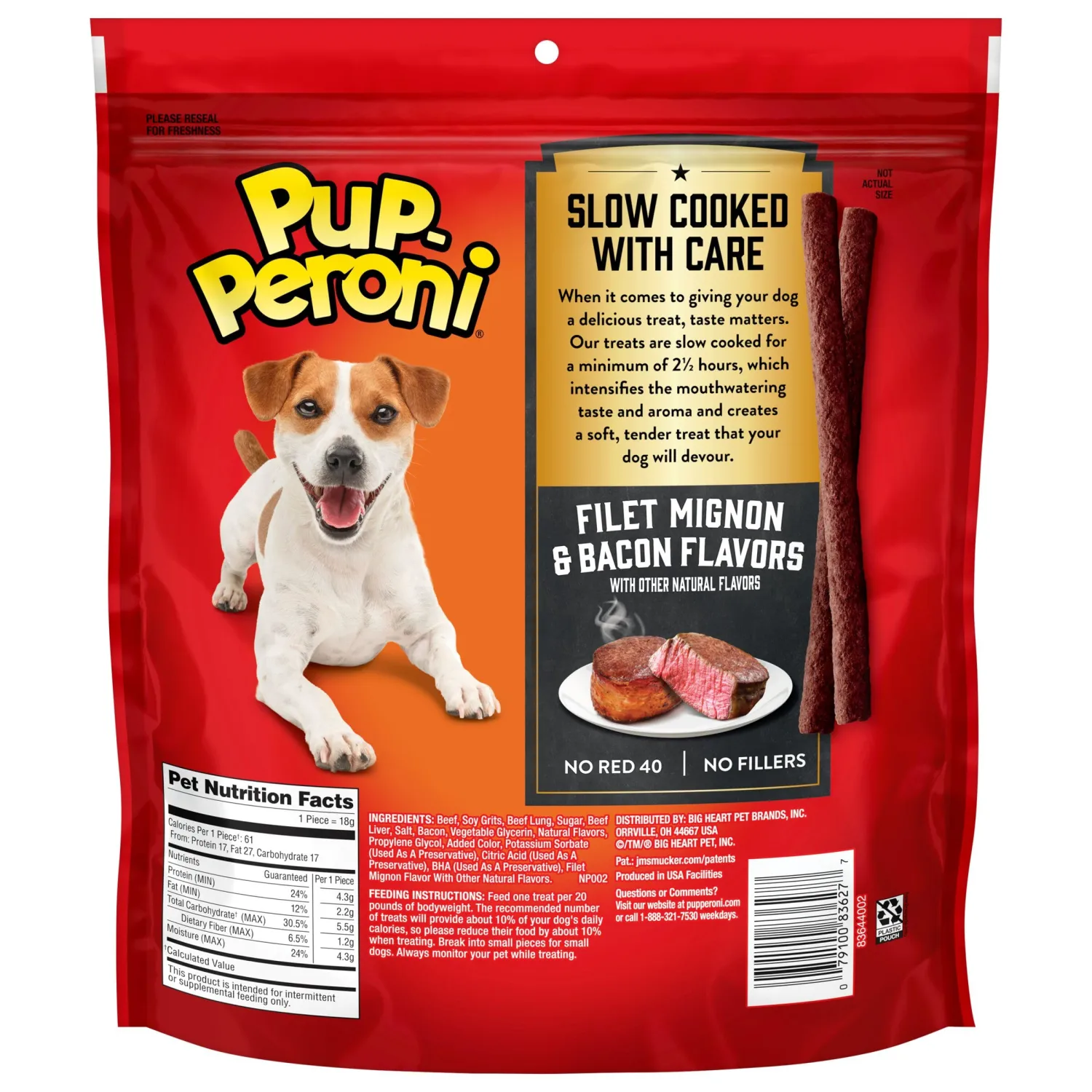 Pup-Peroni Dog Treats, Filet Mignon & Bacon Flavors, 22.5 Ounce, Made with Real Steak