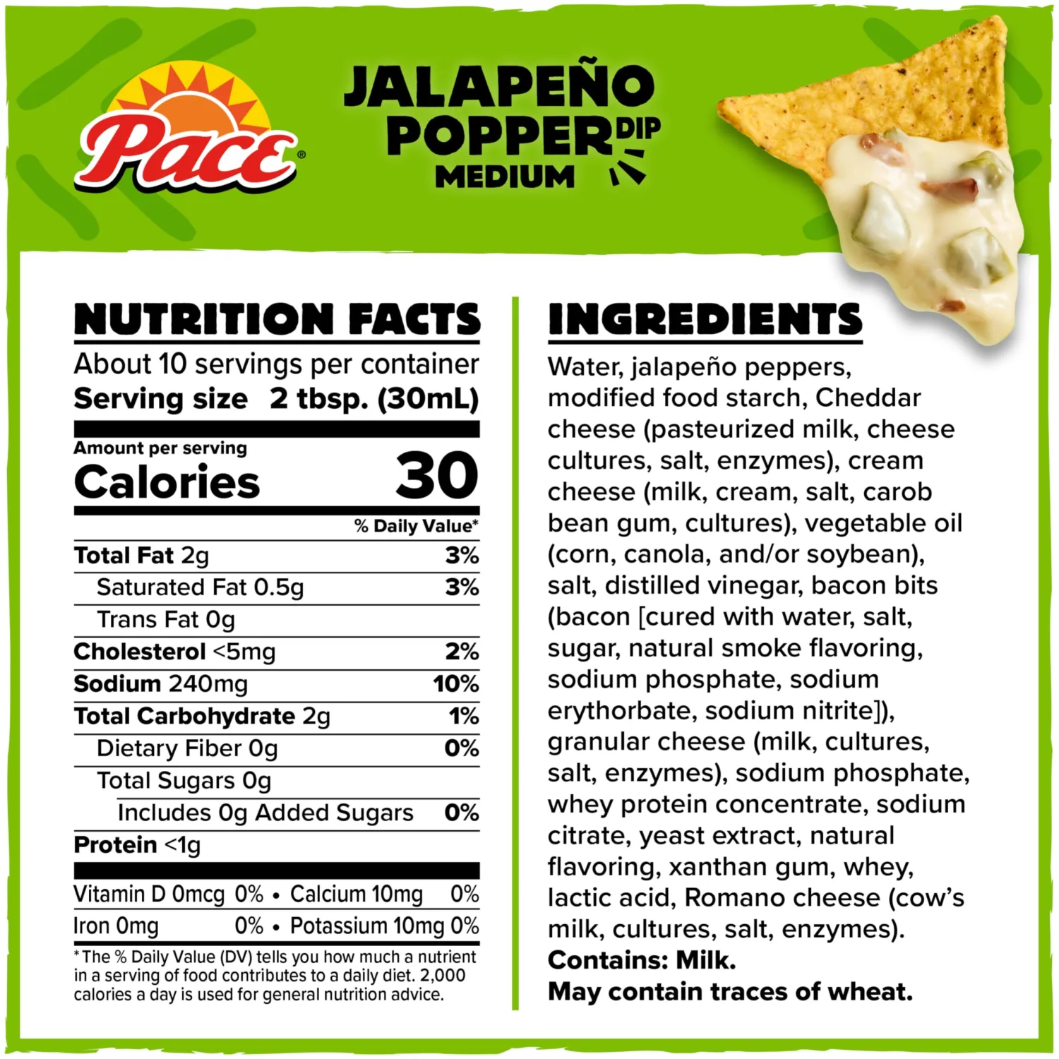 Pace Jalapeno Popper Dip, 11 oz Microwavable Bowl (Pack of 2)