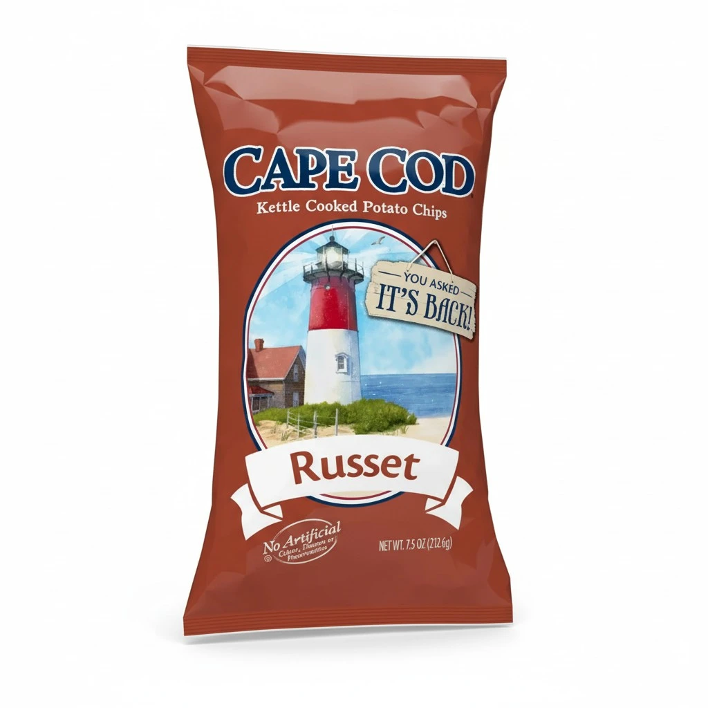 Cape Cod Potato Chips, Russet Kettle Cooked, 7.5 Ounce