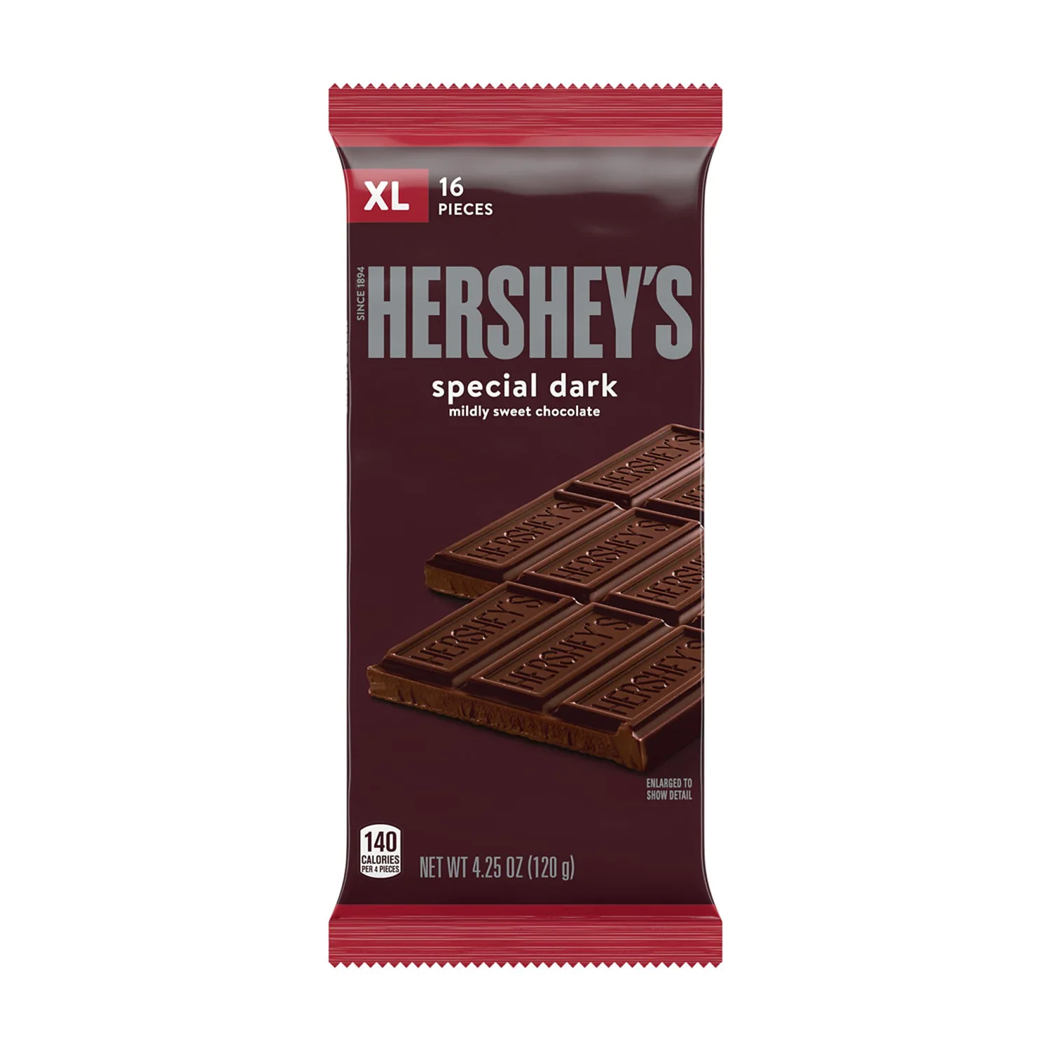HERSHEY'S SPECIAL DARK Mildly Sweet Chocolate XL, Candy Bar, 4.25 oz (16 Pieces)