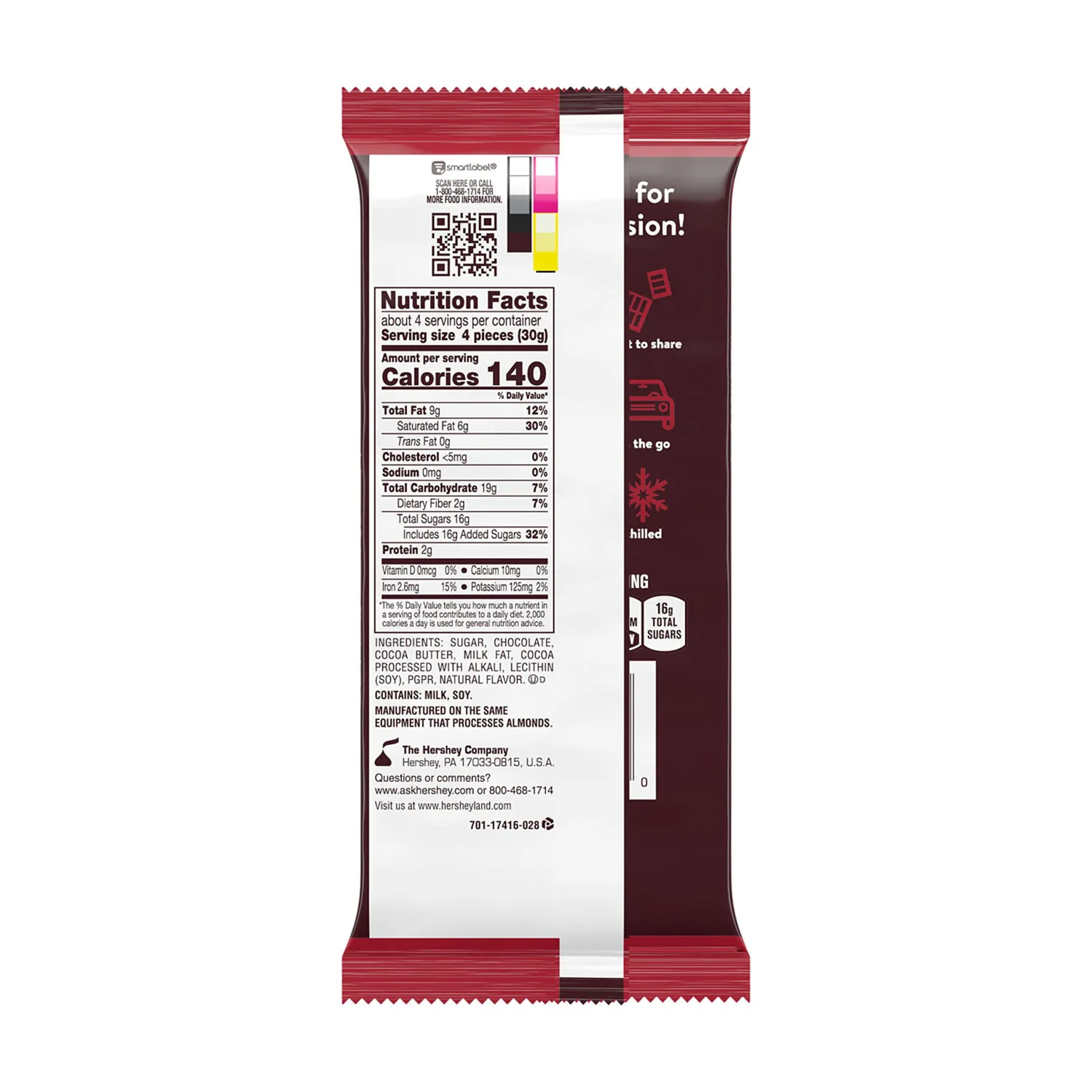HERSHEY'S SPECIAL DARK Mildly Sweet Chocolate XL, Candy Bar, 4.25 oz (16 Pieces)