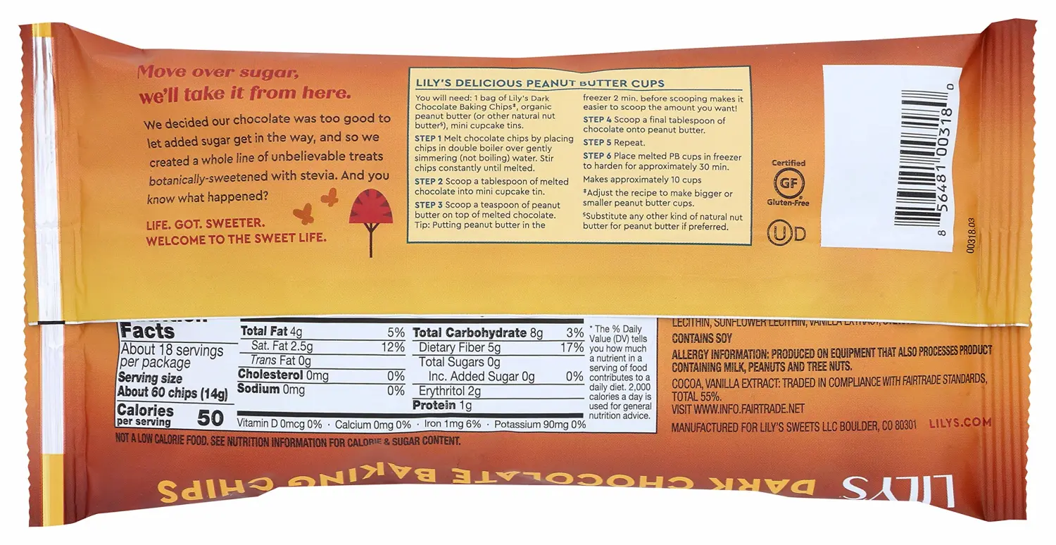 Lily's Sweets, Dark Chocolate Baking Chips, 9 Ounce