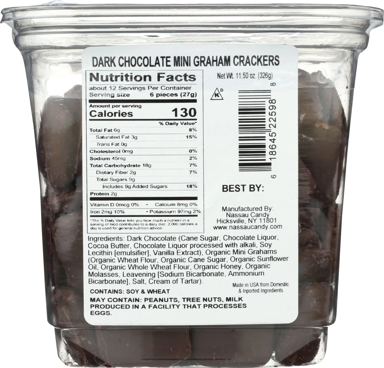 NASSAU CANDY Dark Chocolate Mini Grahams, 11.5 OZ