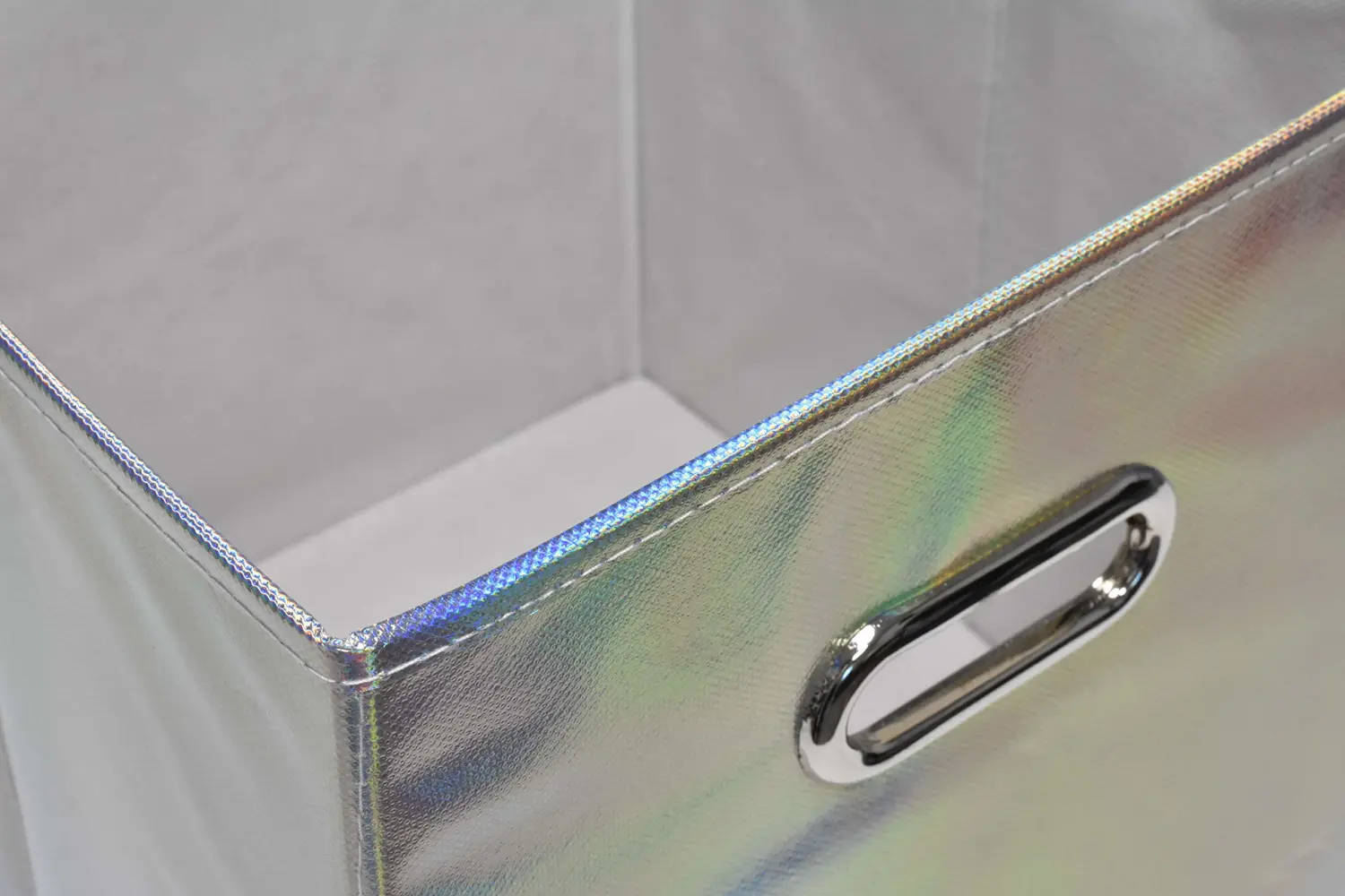 Handy Laundry 6-Pack Foldable Cube Storage Bins – Decorative Collapsible Organizer for Shelves, Closets, Underbed, Clothes, or Kids’ Toys (Shiny Silver)