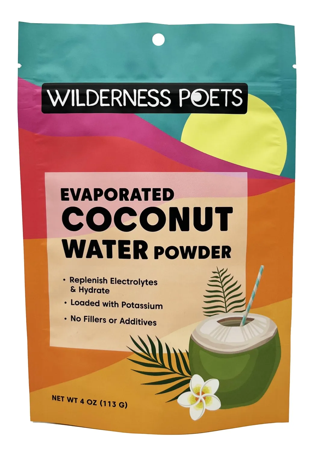 Wilderness Poets, 100% Evaporated Coconut Water Powder - No Maltodextrin, No Fillers, No Additives - 1 Ingredient - Instant Mix (4 Ounce)