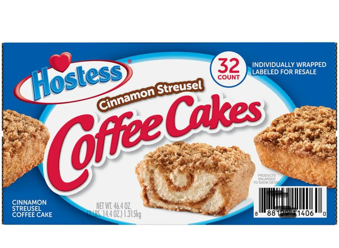 H0stess Cinnamon Streusel Coffee Cakes, 32 Count, Individually Wrapped, 46.4 oz