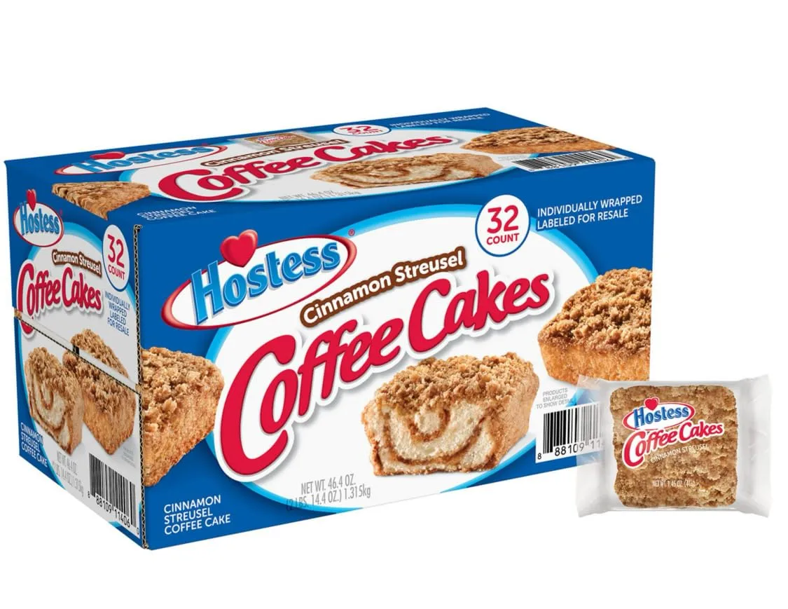H0stess Cinnamon Streusel Coffee Cakes, 32 Count, Individually Wrapped, 46.4 oz